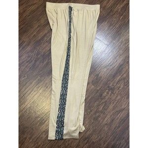 Retreat By Rhonda Shear Knit Lounge Pant Tan With Leopard Stripe Size 1X
